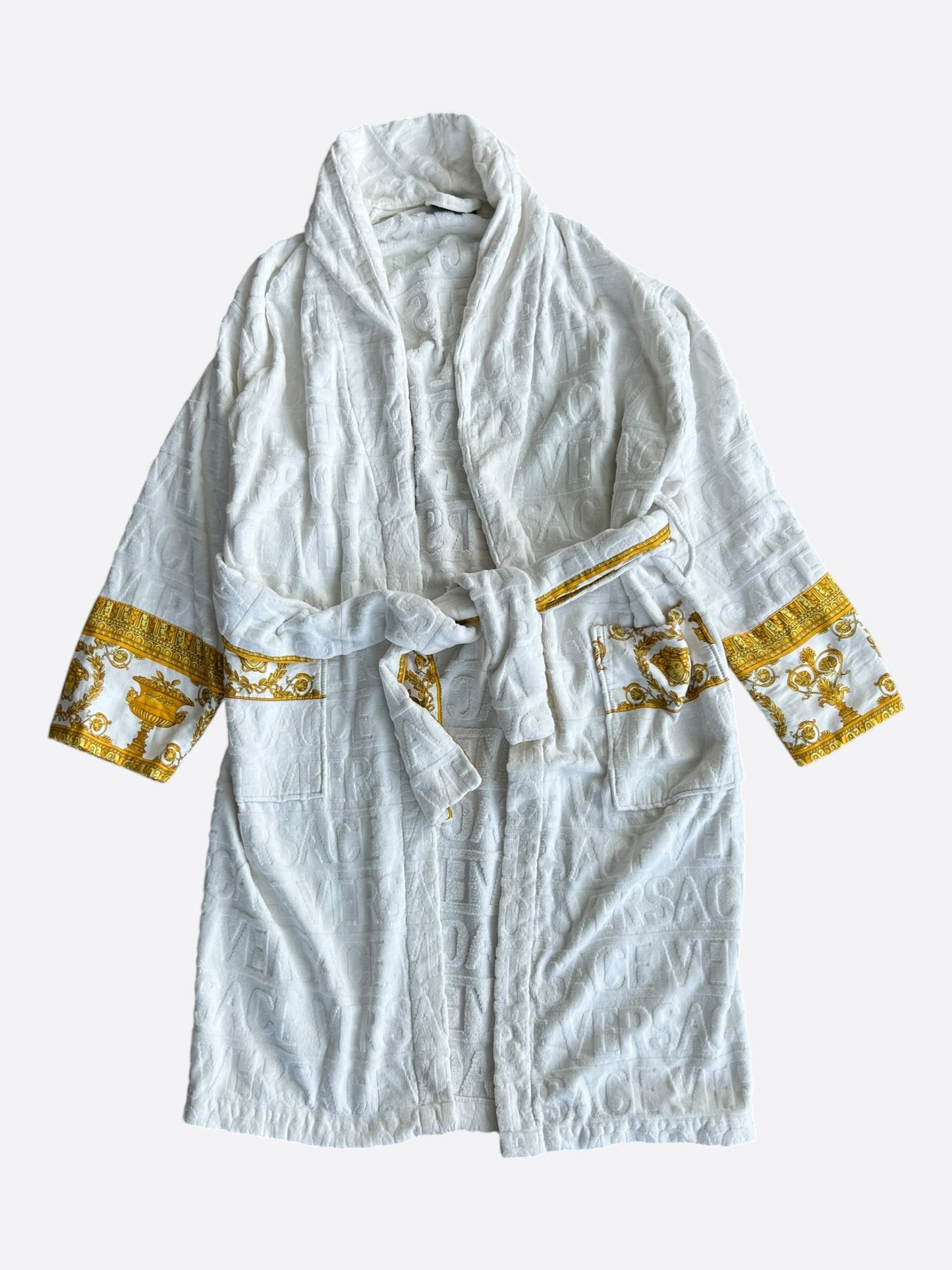 Versace White Baroque Men's Bathrobe