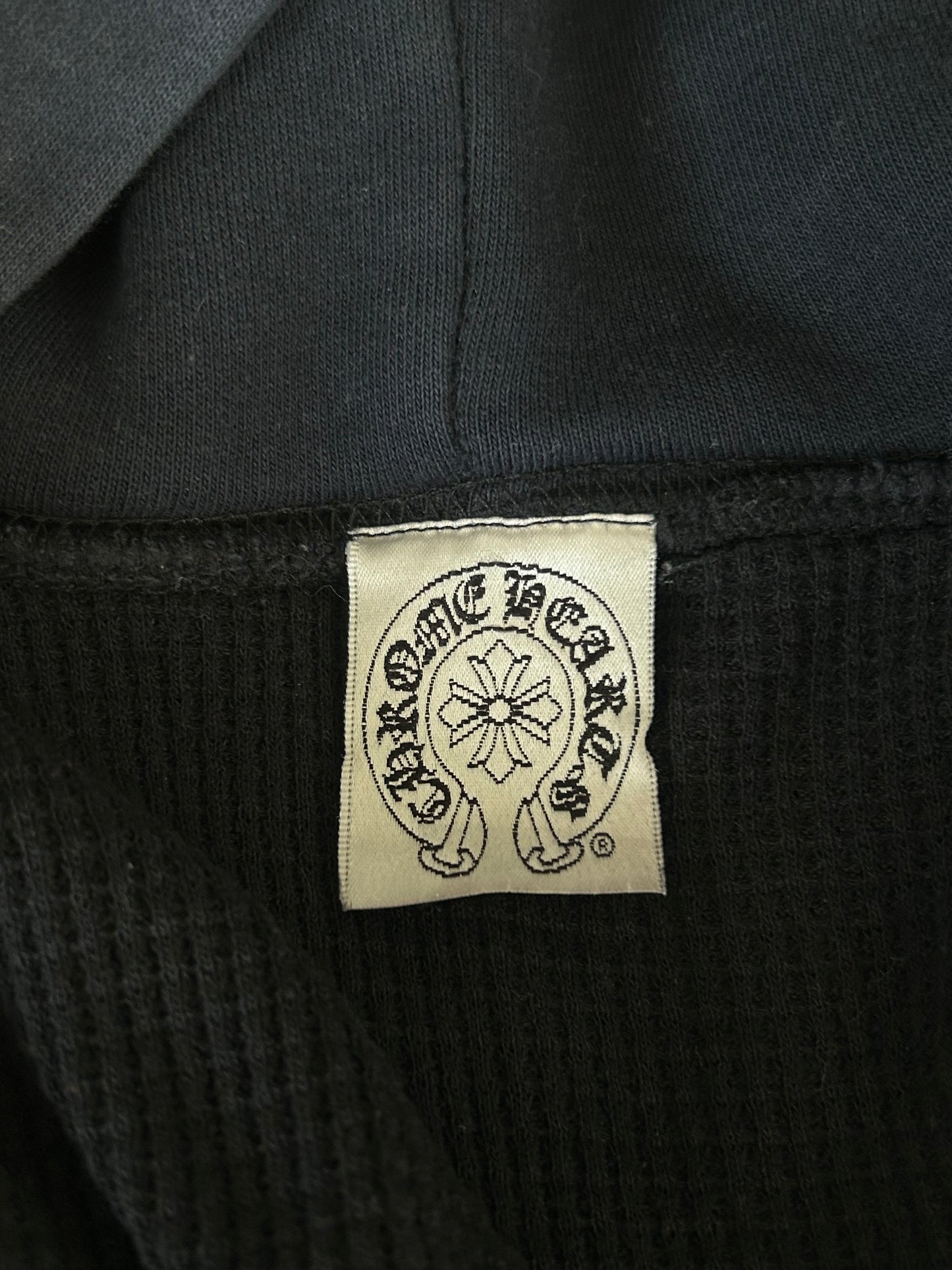 Chrome Hearts Black & White Plus Cross Logo Thermal Zip Up Hoodie
