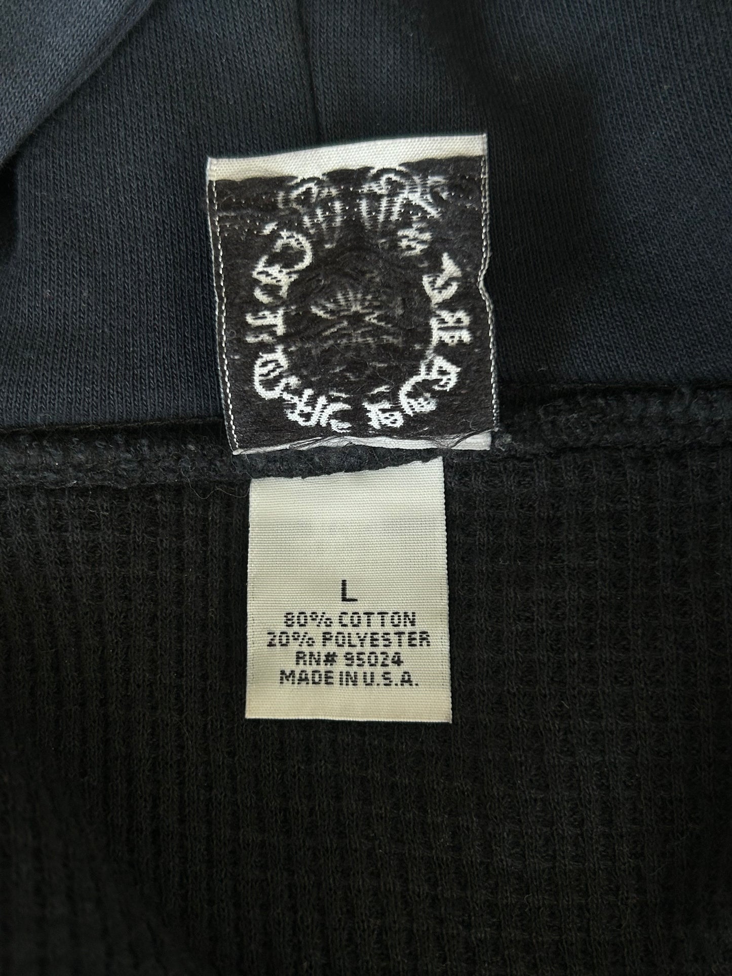 Chrome Hearts Black & White Plus Cross Logo Thermal Zip Up Hoodie