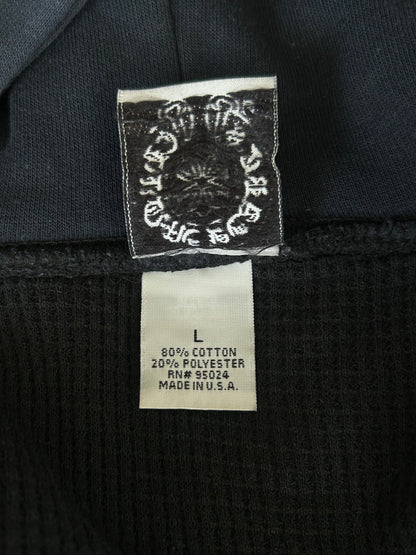Chrome Hearts Black & White Plus Cross Logo Thermal Zip Up Hoodie