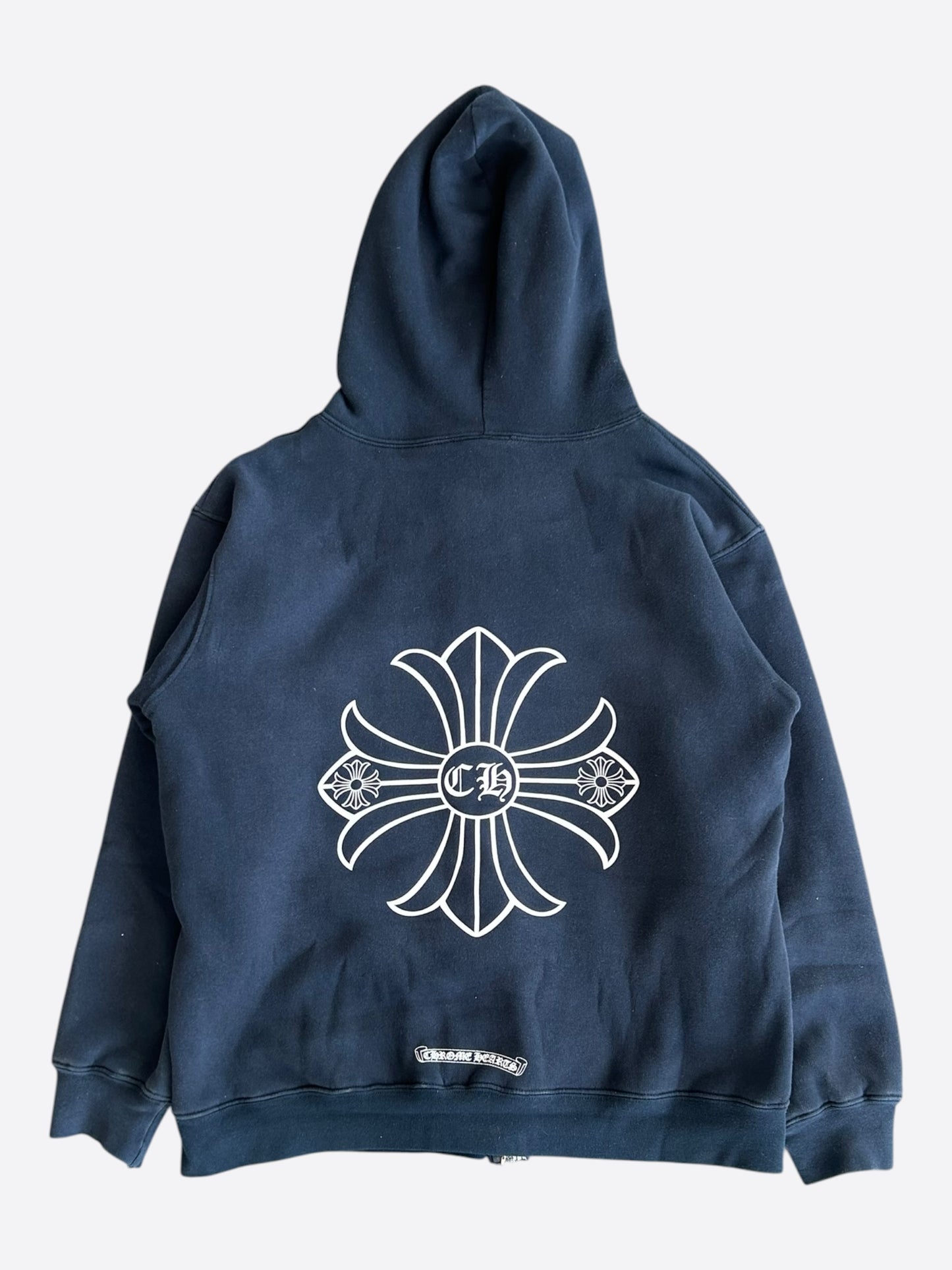 Chrome Hearts Black & White Plus Cross Logo Thermal Zip Up Hoodie