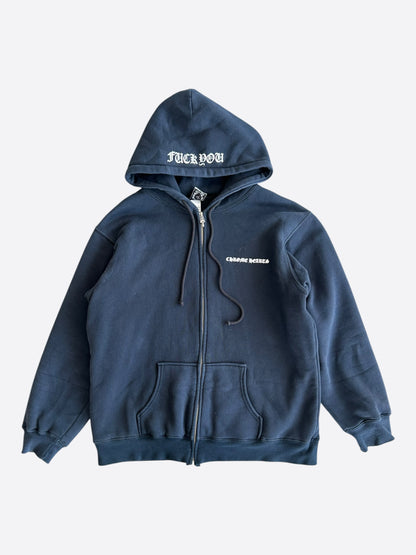 Chrome Hearts Black & White Plus Cross Logo Thermal Zip Up Hoodie