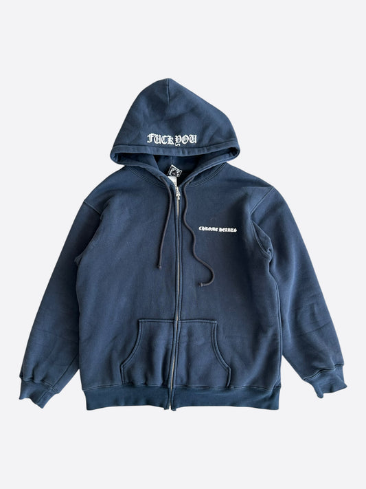 Chrome Hearts Black & White Plus Cross Logo Thermal Zip Up Hoodie