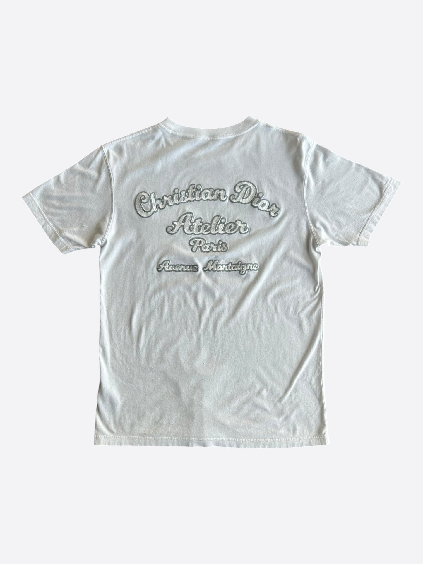 Dior White & Grey Atelier Embroidered Logo T-Shirt