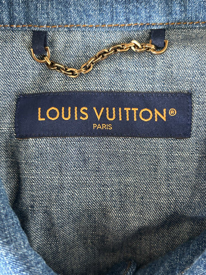 Louis Vuitton Blue & Gold Embroidered Denim Shirt