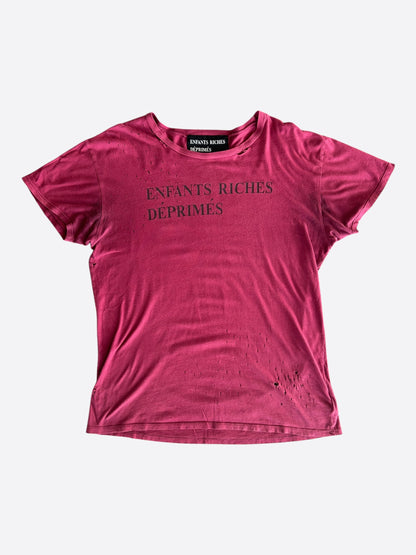 Enfants Riches Deprimes Red & Black Distressed Classic Logo T-Shirt