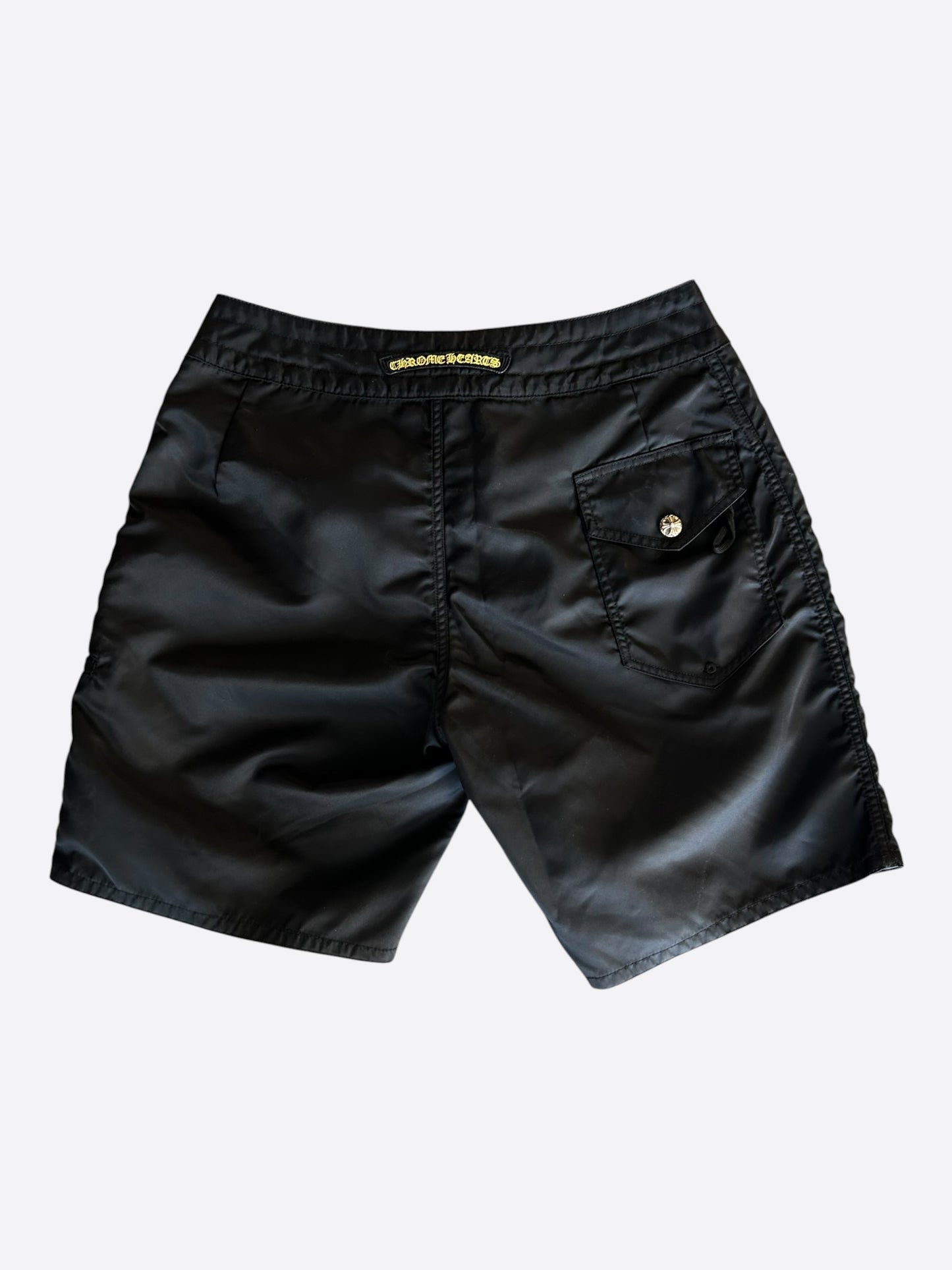 Chrome Hearts Black & Yellow Cross Patch Swimshorts
