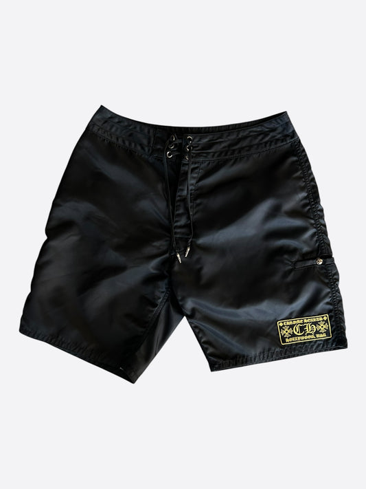 Chrome Hearts Black & Yellow Cross Patch Swimshorts