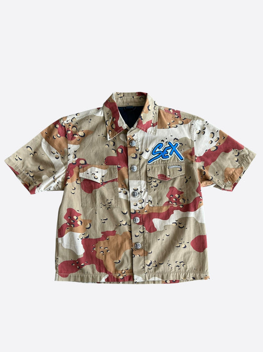 Chrome Hearts Sex Records Desert Camo Short Sleeve Button Up Shirt