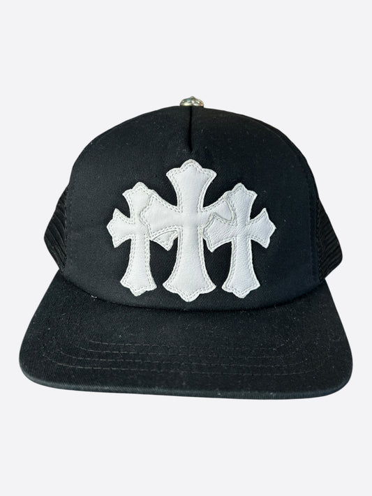 Chrome Hearts Black & White Triple Cross Patch Trucker Hat
