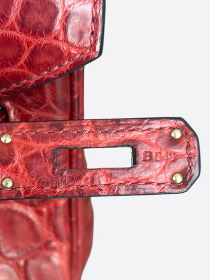 Hermes Rouge Crocodile Birkin 35