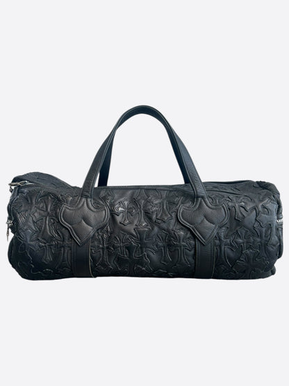 Chrome Hearts Black Leather Cross Patch Duffel Bag
