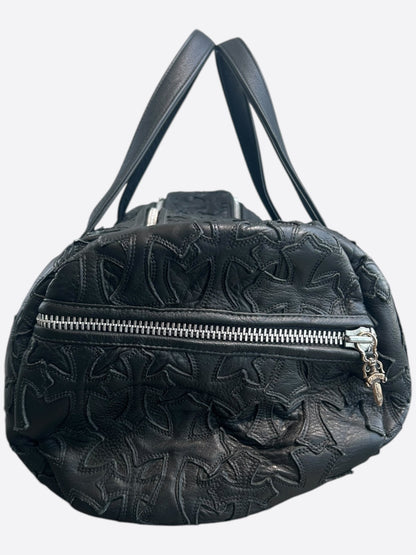 Chrome Hearts Black Leather Cross Patch Duffel Bag