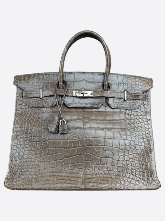 Hermes Elephant Grey Crocodile Birkin 40