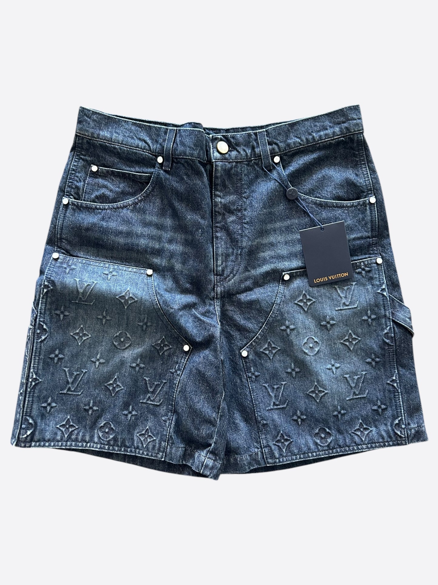 Louis Vuitton Blue Monogram Carpenter Denim Shorts