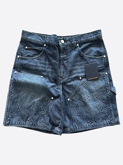 Louis Vuitton Blue Monogram Carpenter Denim Shorts