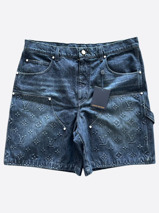 Louis Vuitton Blue Monogram Carpenter Denim Shorts
