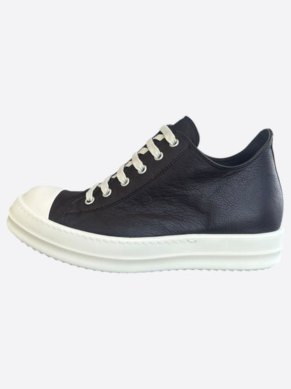 Rick Owens Brown & White Leather Women's Low Top Sneakers