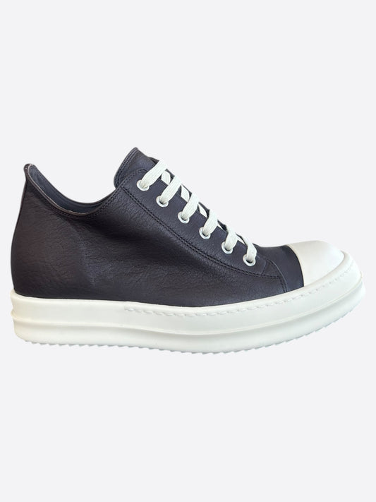 Rick Owens Brown & White Leather Women's Low Top Sneakers