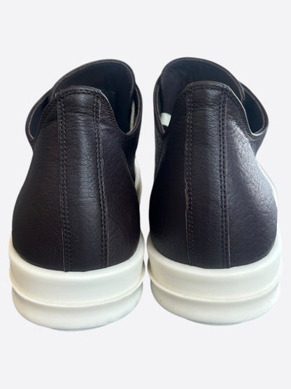 Rick Owens Brown & White Leather Women's Low Top Sneakers