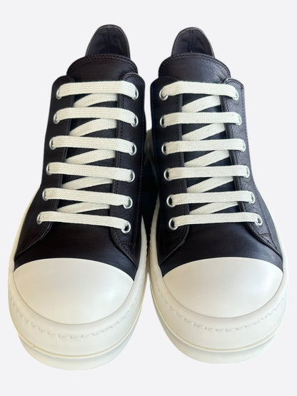 Rick Owens Brown & White Leather Women's Low Top Sneakers