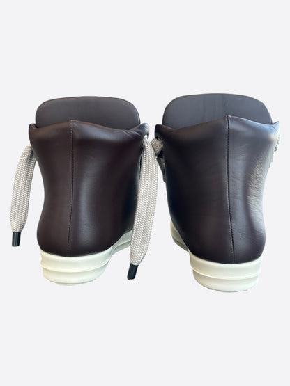 Rick Owens Brown & White Leather Jumbo High Top Sneakers