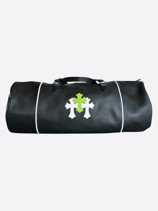 Chrome Hearts Black White & Green Triple Cross Leather Duffel Bag