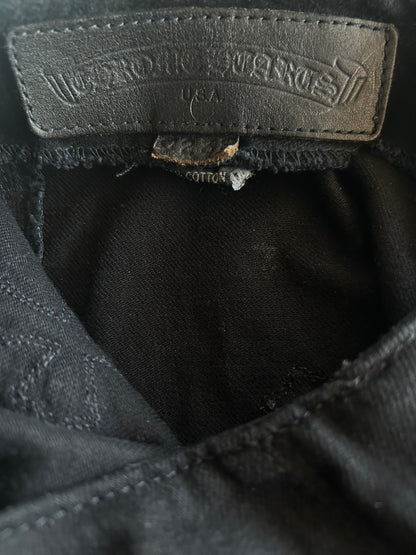 Chrome Hearts Black Leather Cross Patch Women's Jeans