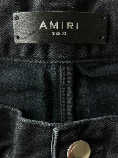 Amiri Faded Black Baroque MA Logo Straight Jeans