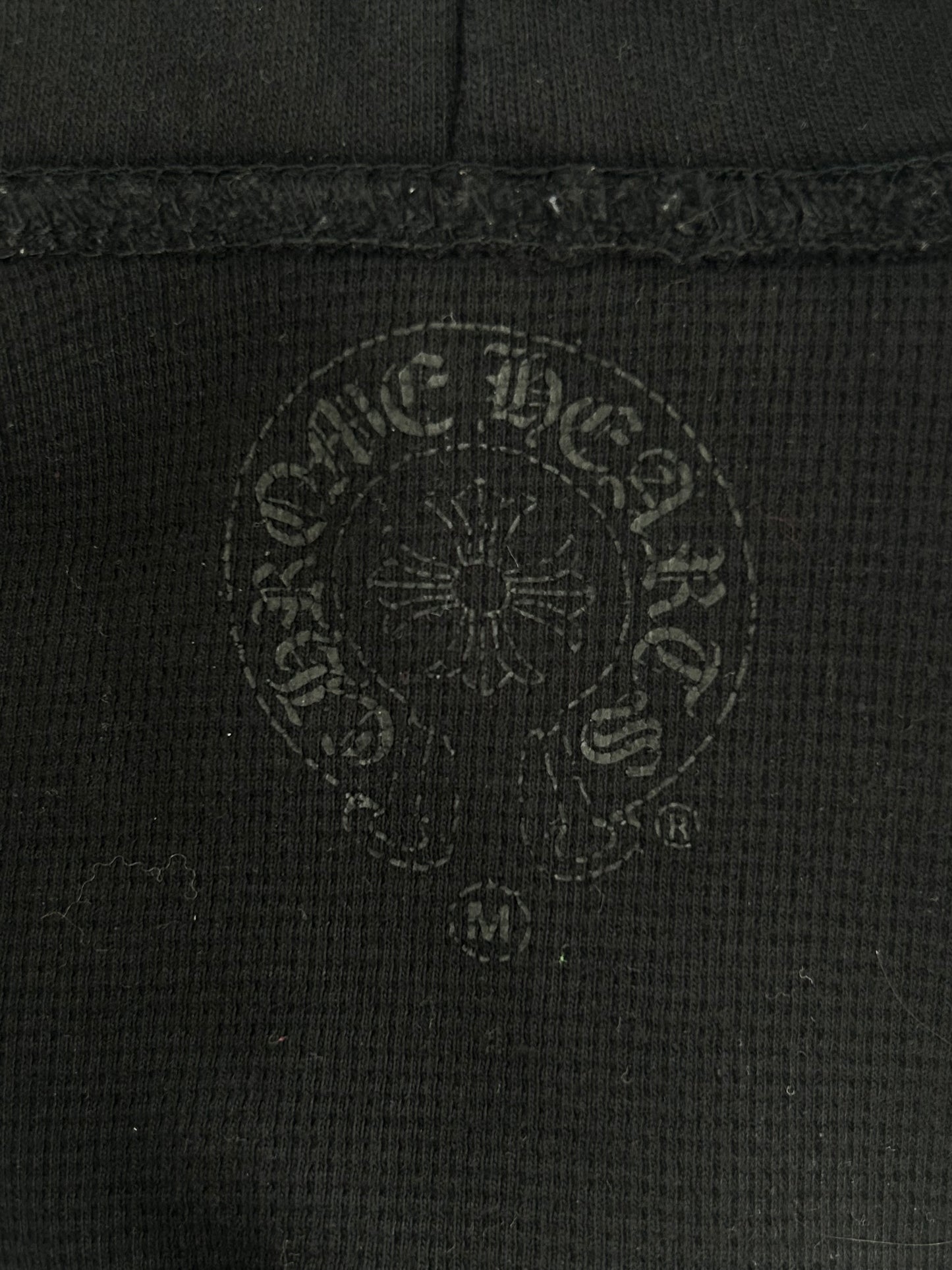 Chrome Hearts Black & White Horseshoe Logo Thermal Zip Up Hoodie