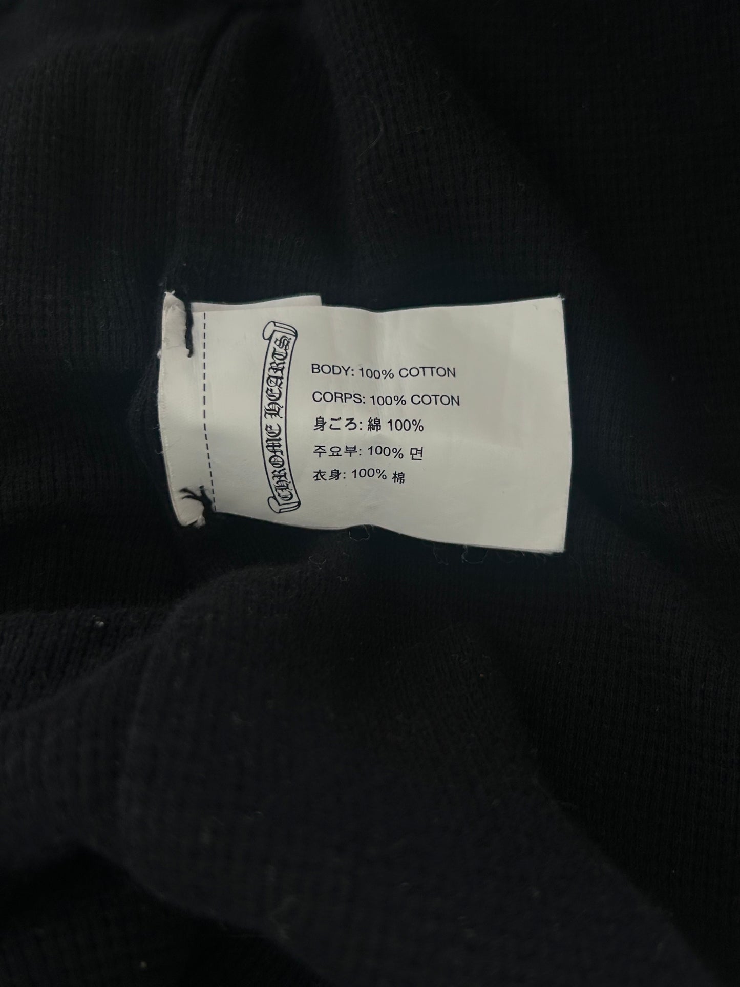 Chrome Hearts Black & White Horseshoe Logo Thermal Zip Up Hoodie
