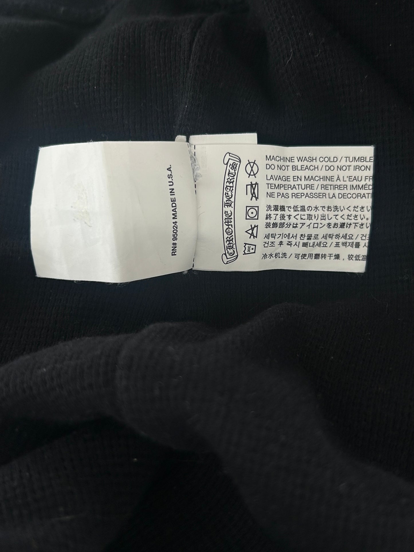 Chrome Hearts Black & White Horseshoe Logo Thermal Zip Up Hoodie