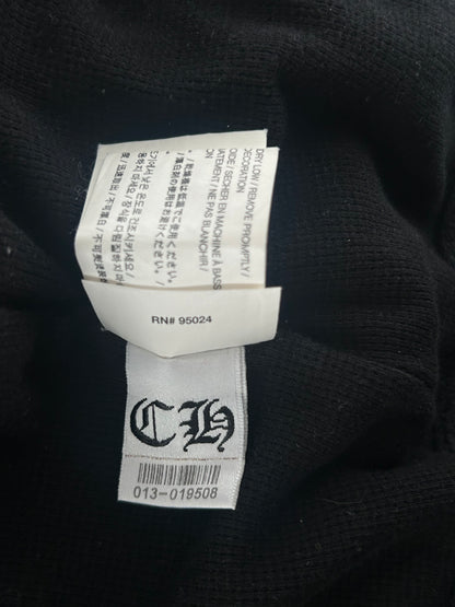 Chrome Hearts Black & White Horseshoe Logo Thermal Zip Up Hoodie