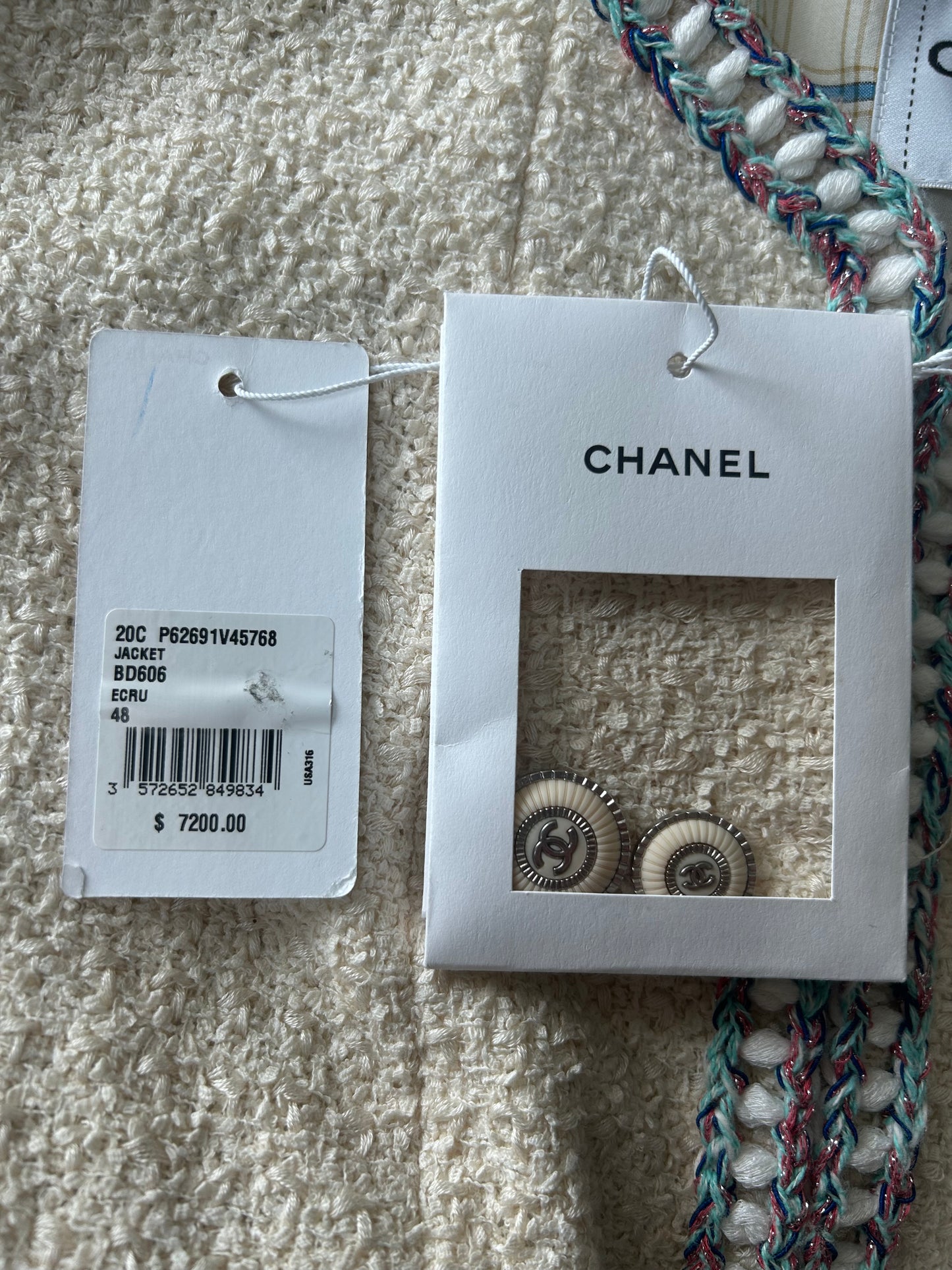 Chanel Beige & Multicolor Tweed Women's Jacket