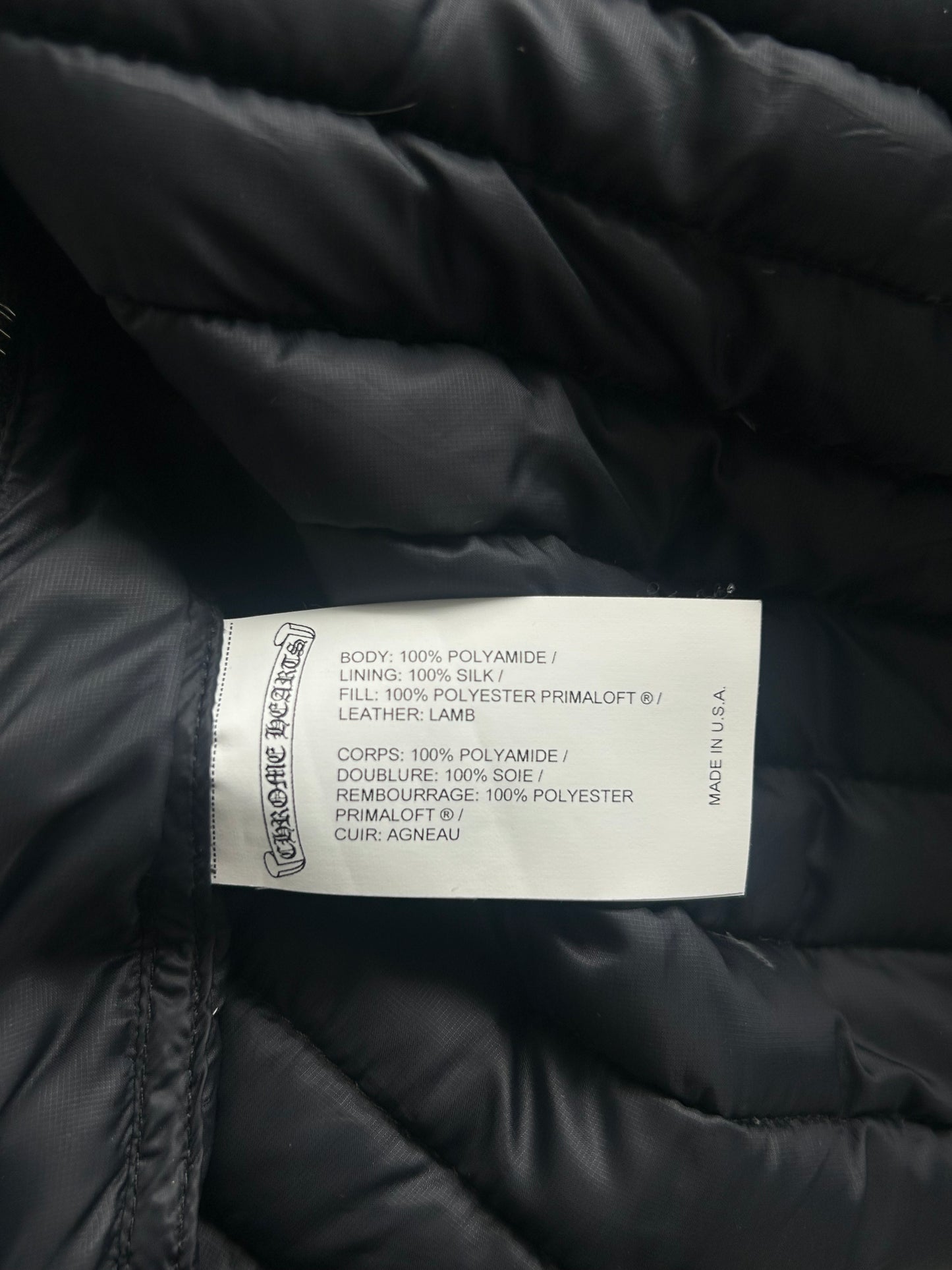 Chrome Hearts Black Cross Patch Puffer Jacket