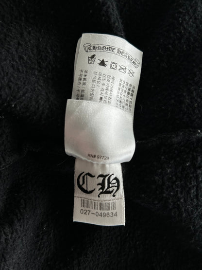 Chrome Hearts Black & White T-Bar Logo Zip Up Hoodie