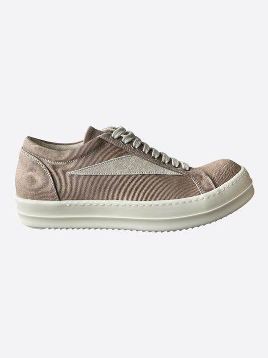 Rick Owens Beige & White Vintage Low Top Sneakers
