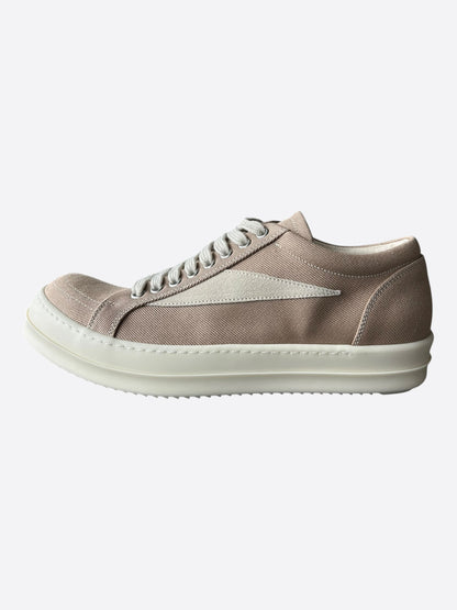 Rick Owens Beige & White Vintage Low Top Sneakers