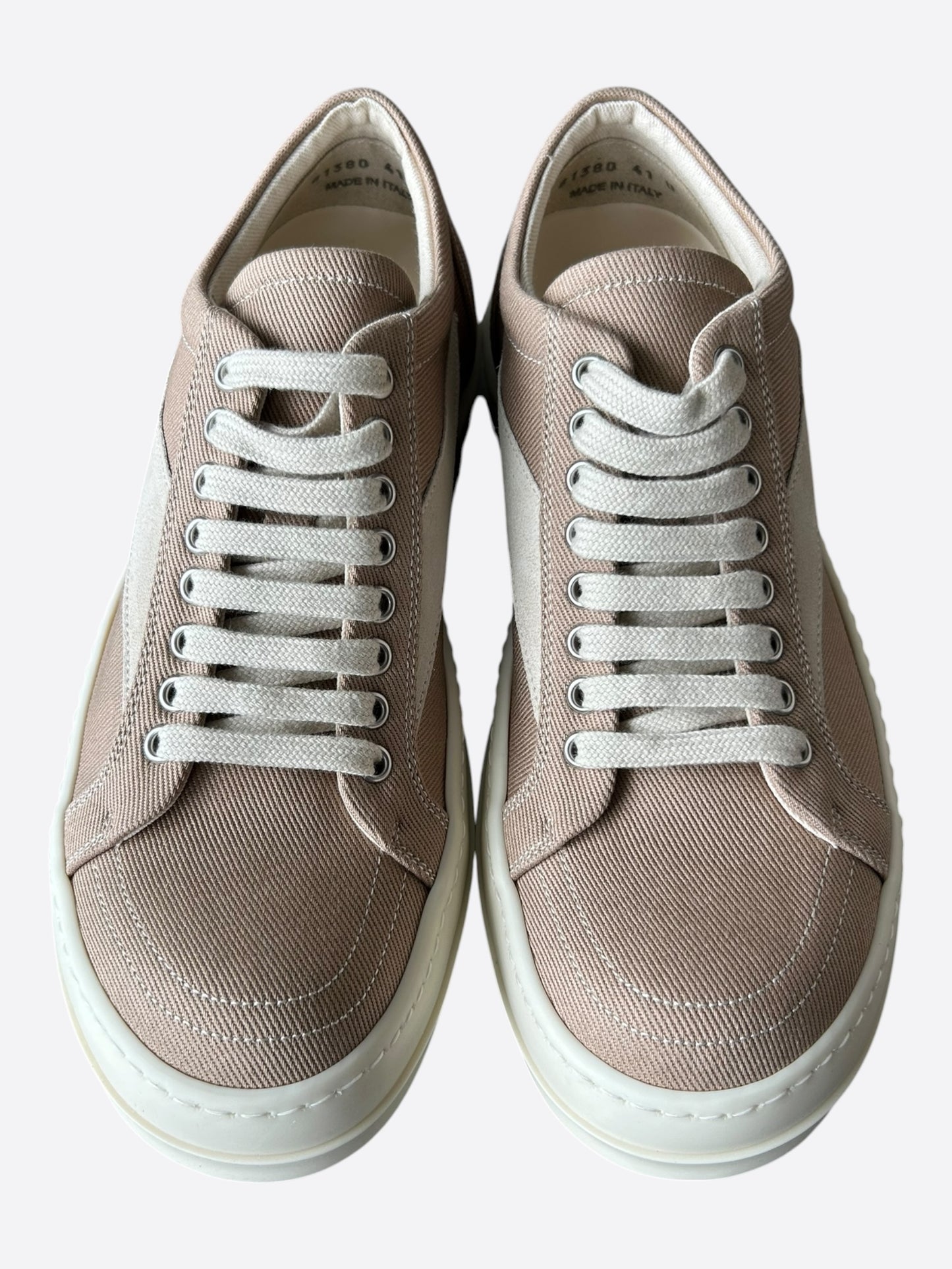 Rick Owens Beige & White Vintage Low Top Sneakers