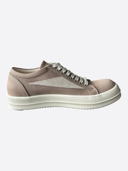 Rick Owens Beige & White Vintage Low Top Sneakers
