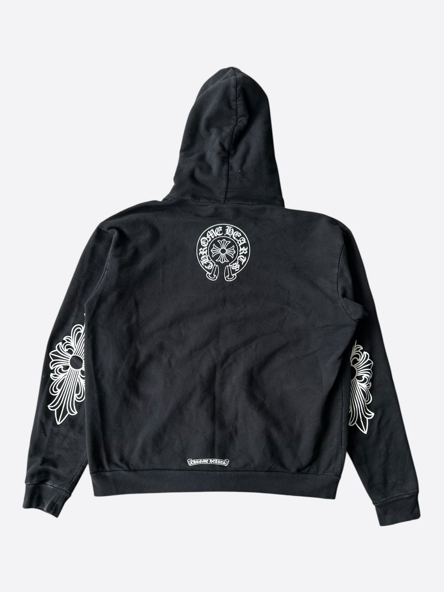 Chrome Hearts Black & White T-Bar Logo Zip Up Hoodie