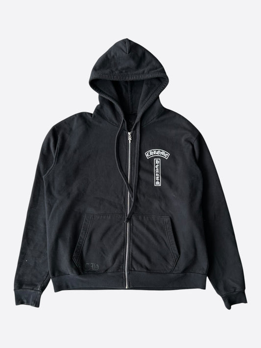 Chrome Hearts Black & White T-Bar Logo Zip Up Hoodie
