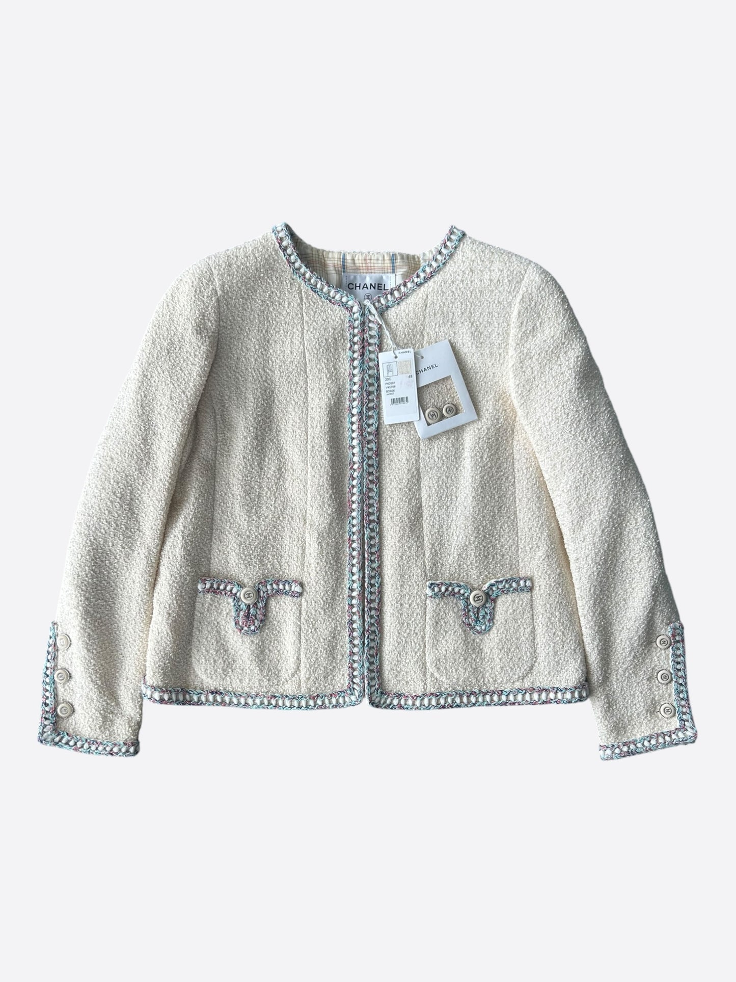 Chanel Beige & Multicolor Tweed Women's Jacket