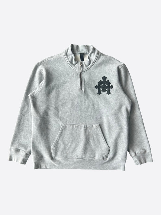 Chrome Hearts Grey & Black Triple Cross Quarter Zip Sweater