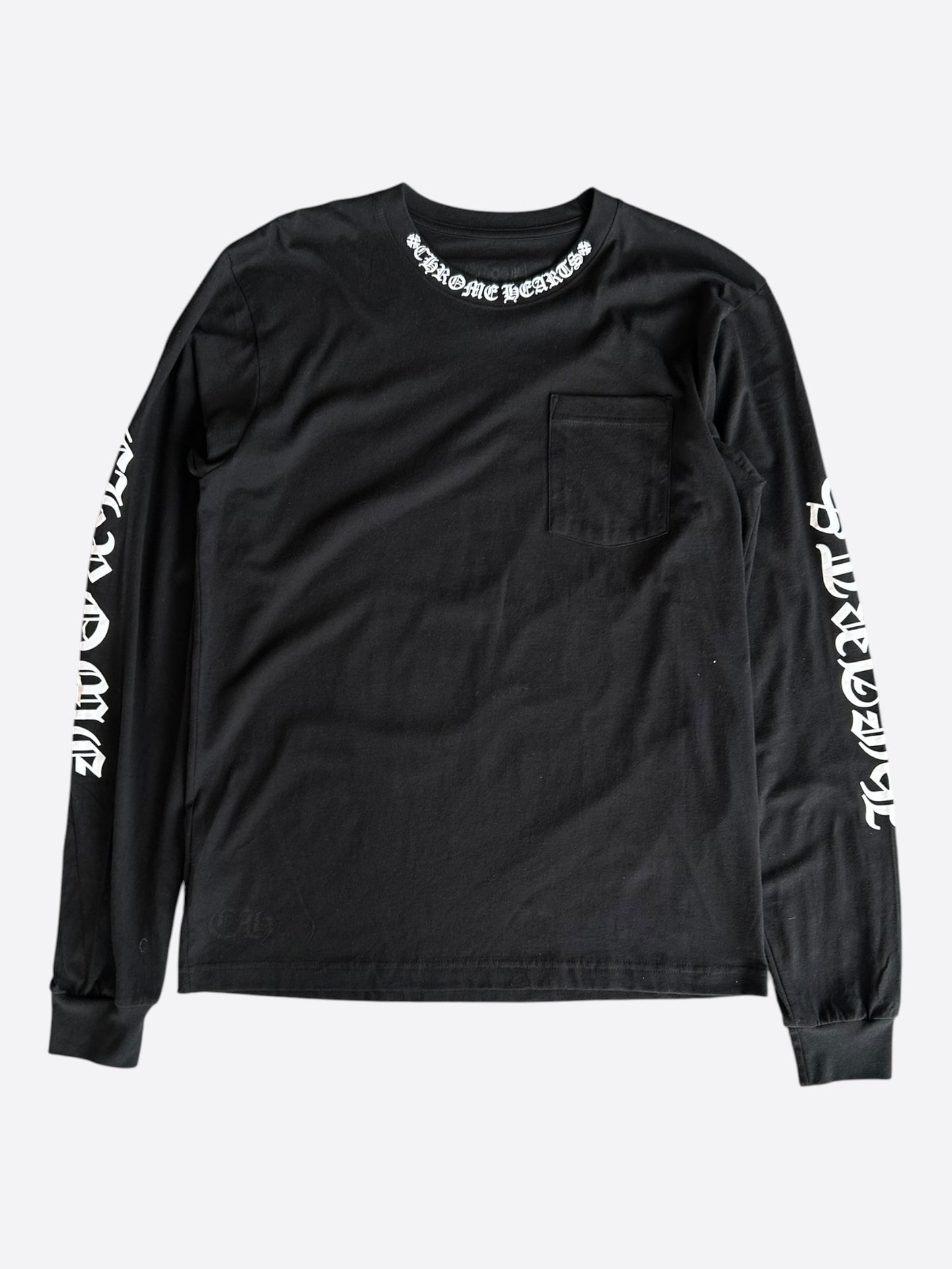 Chrome Hearts Black & White Neck Logo Longsleeve T-Shirt