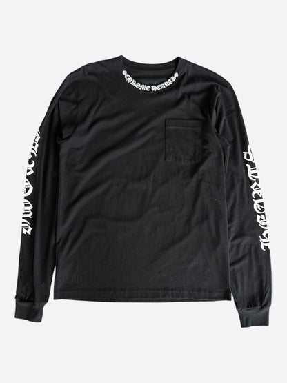 Chrome Hearts Black & White Neck Logo Longsleeve T-Shirt