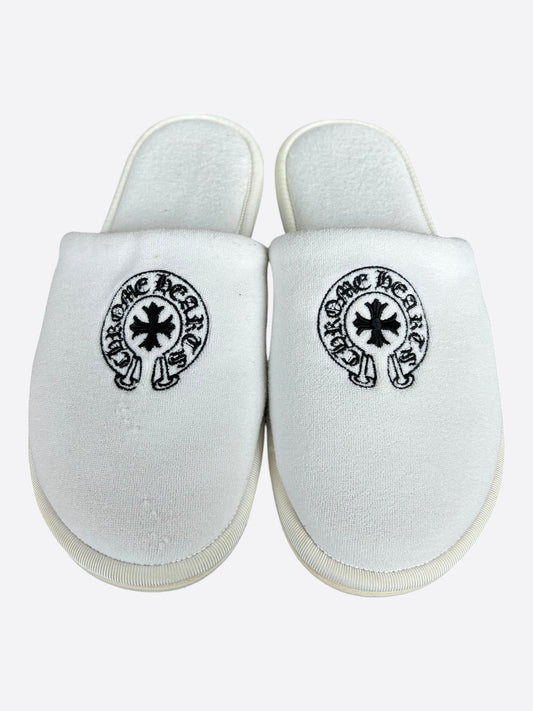 Chrome Hearts White & Black Horseshoe Logo Slippers