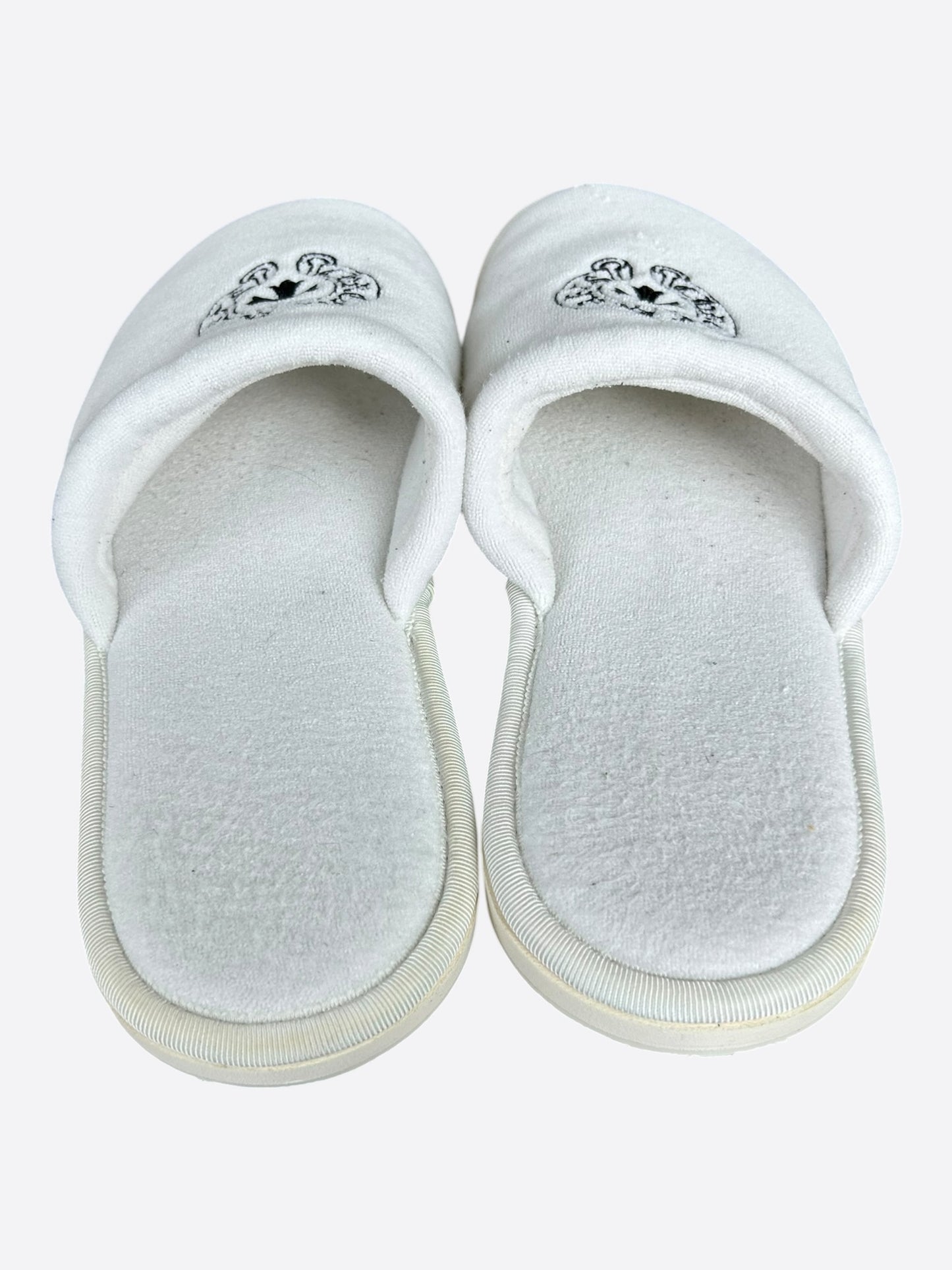 Chrome Hearts White & Black Horseshoe Logo Slippers