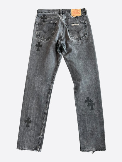Chrome Hearts Levis Grey & Black Cross Patch Jeans