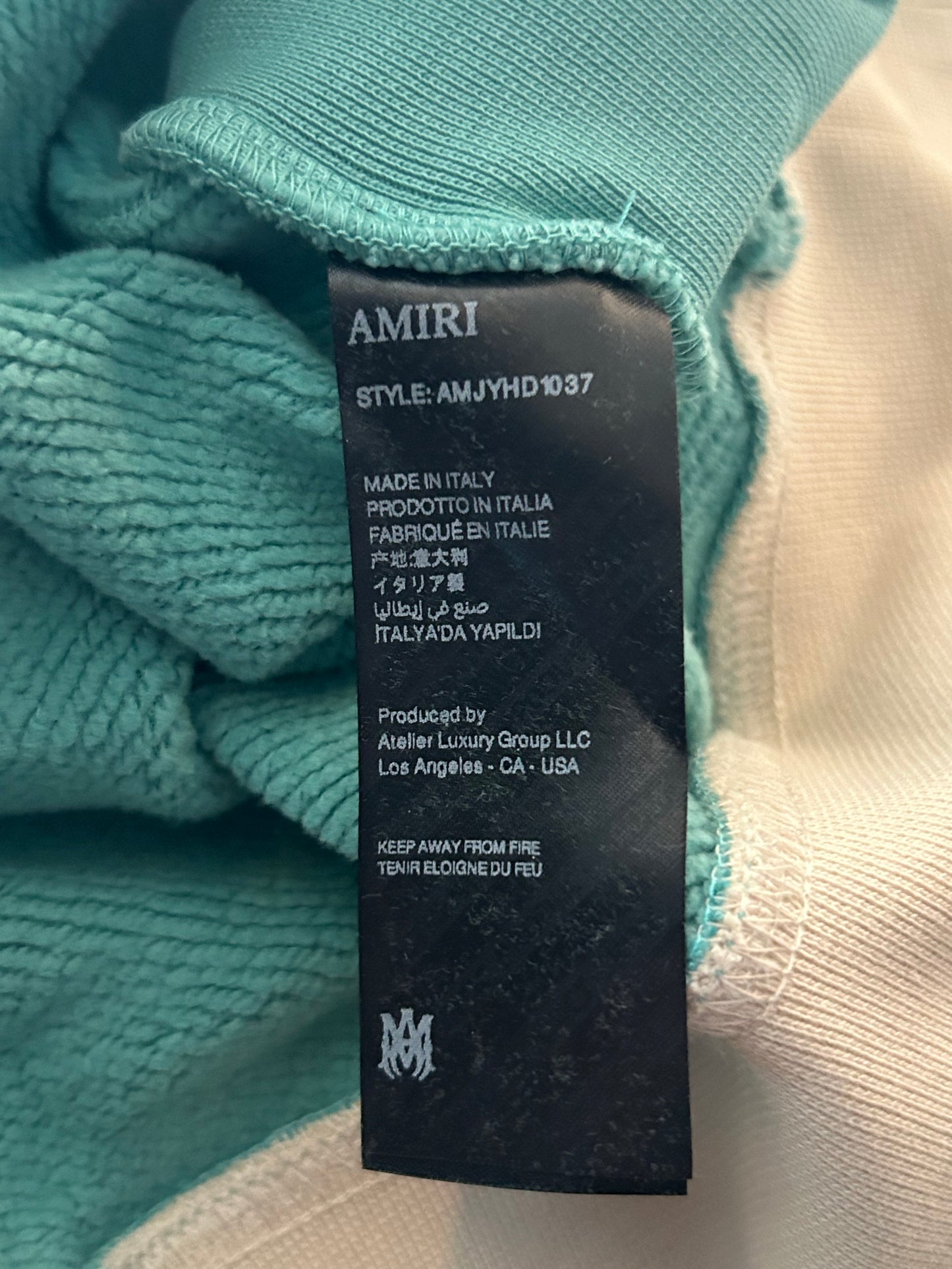 Amiri Faded Blue & White Embroidered Logo Hoodie